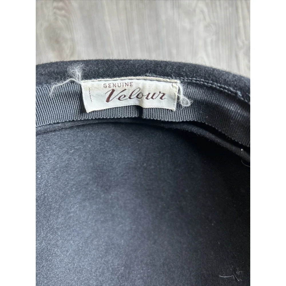 Vintage Women's‎ Black Genuine Velour Feather Hat Wedding Derby Church Repair